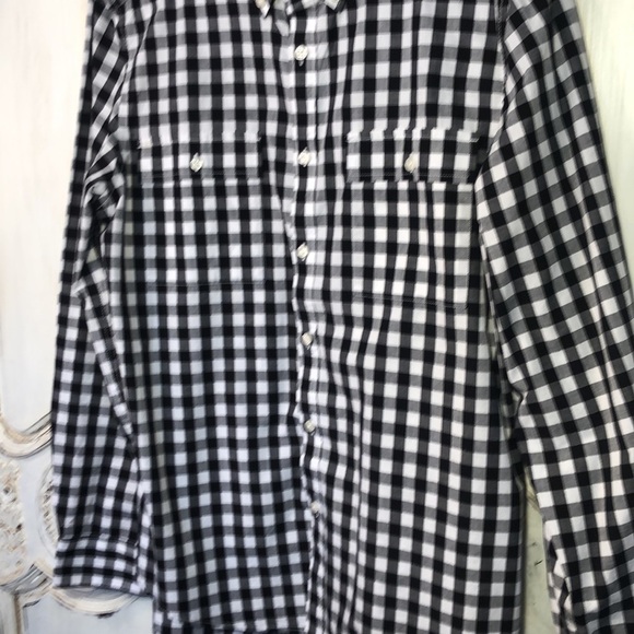 Men’s Kenneth Cole Black and White Gingham Check Button Down Dress Shirt Size L - Picture 3 of 9